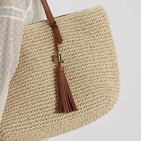 Lauren Ralph Lauren Tan and Brown Tote Bag with Leather Accents - Picture 4 of 7